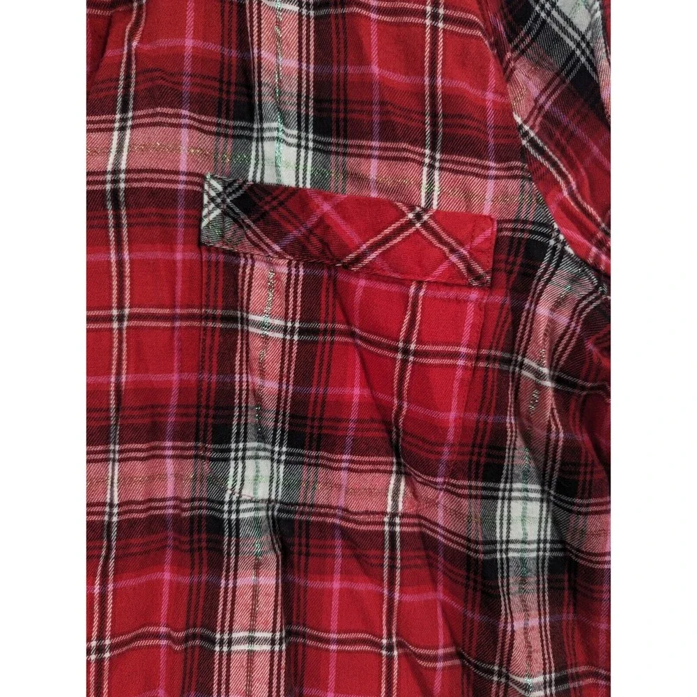 Victorias Secret Womens Top Red Plaid Button Front Long‎ Sleeve Shirt Large